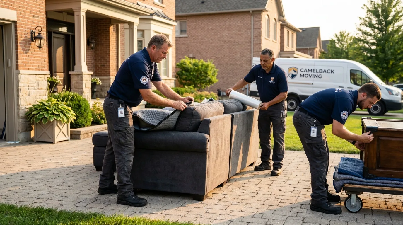 Large estate moving crew wrapping furniture in Rocky Mount, VA