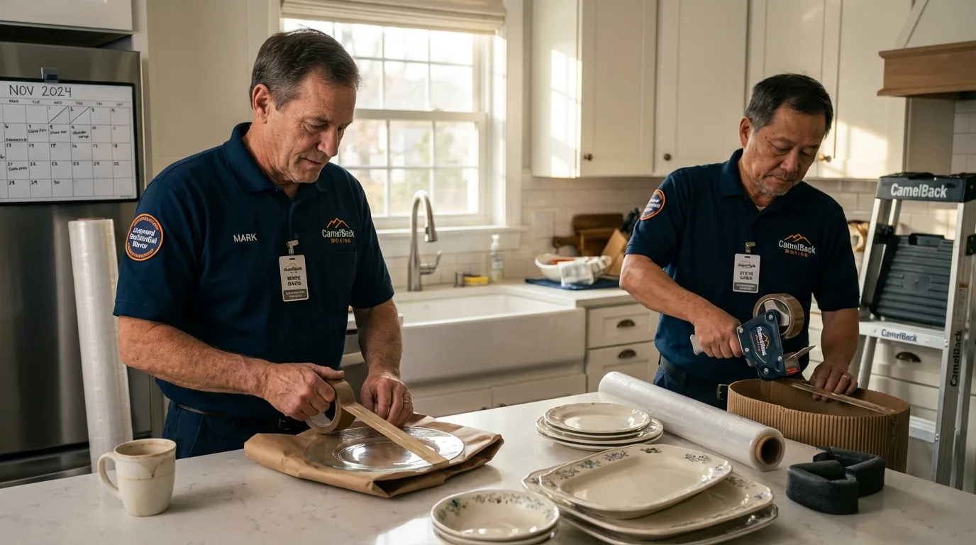 Professional crew packing kitchen dishware in Rocky Mount, VA